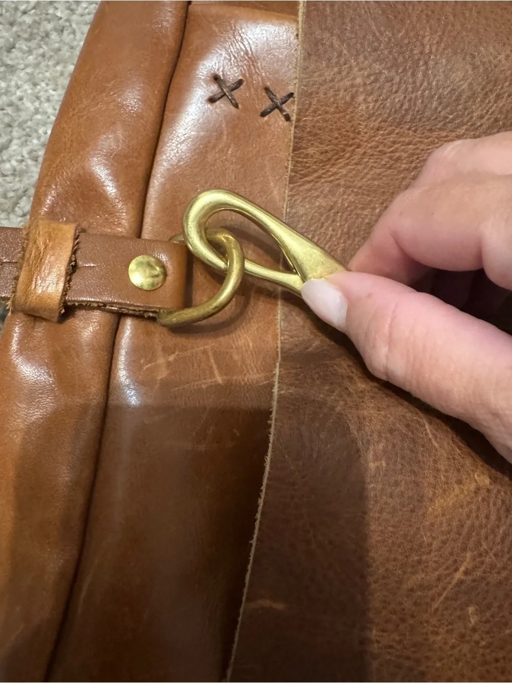 Leather Messenger Bag in Brown